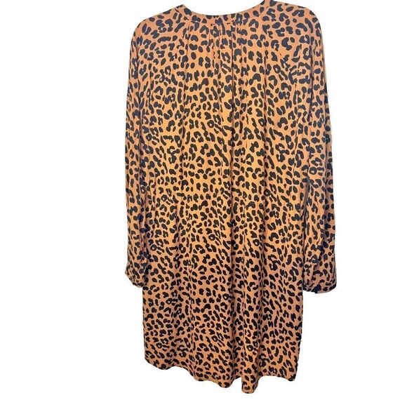 Rails Womens Brown Leopard Print Pleated Tie Waist Button Up Shirt Dress Large - Picture 2 of 9